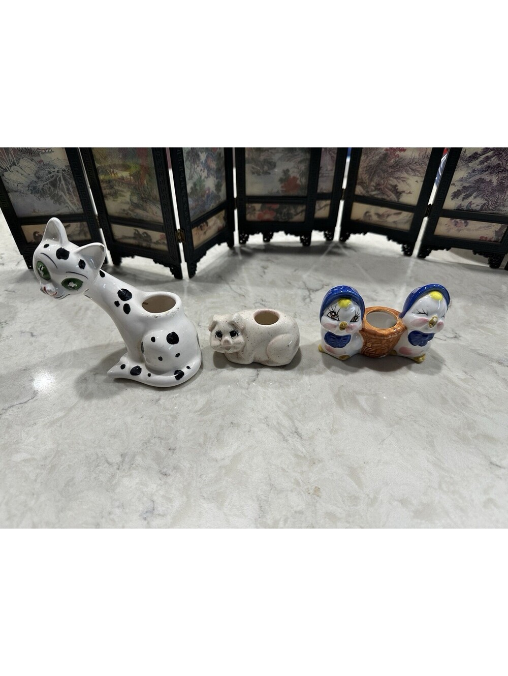 Three vintage anthropomorphic ceramic vessels, 1950-1960s Japanese Kitsch